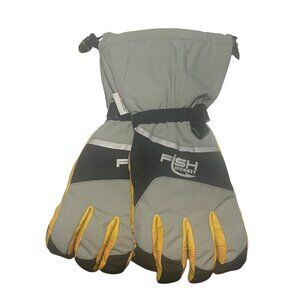 FISH MONKEY Gray + Yellow The Yeti Full Finger Ice Fishing Gloves NWT XXL